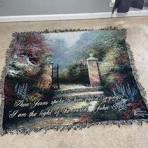 Thomas Kinkade Blanket Tapestry Throw Verse John 8:12 I Am Light Of The World